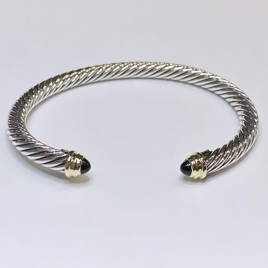 D.Y. 925 & 14k Onyx Cable Bracelet