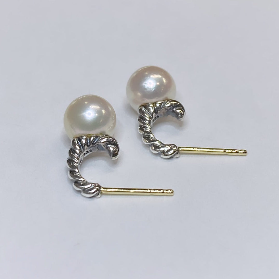 David Yurman 925 & 18k Pearl Earrings