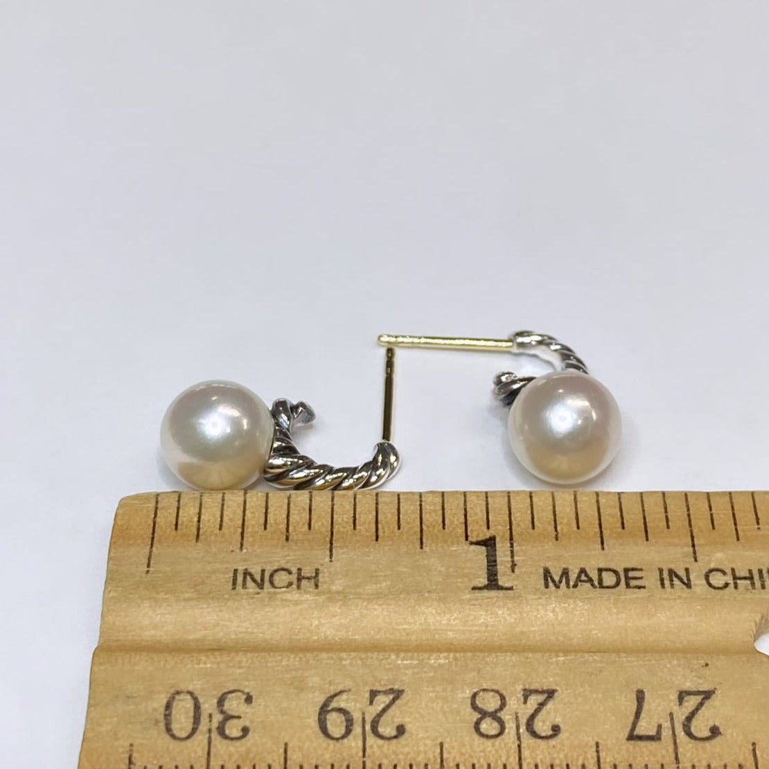 David Yurman 925 & 18k Pearl Earrings