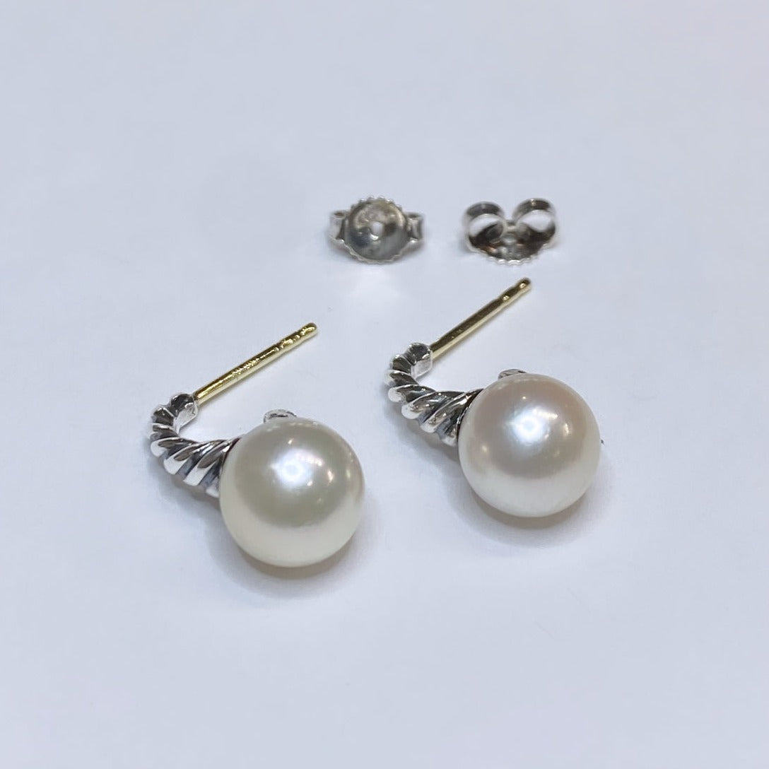 David Yurman 925 & 18k Pearl Earrings