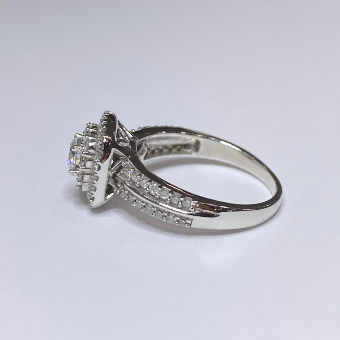 7/8ctw Double Halo Diamond Ring 10k