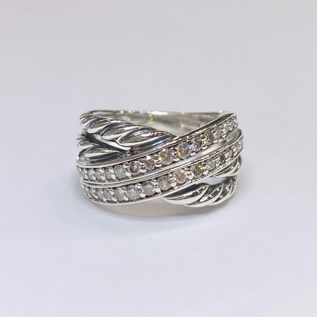 David Yurman Diamond Double Crossover Ring