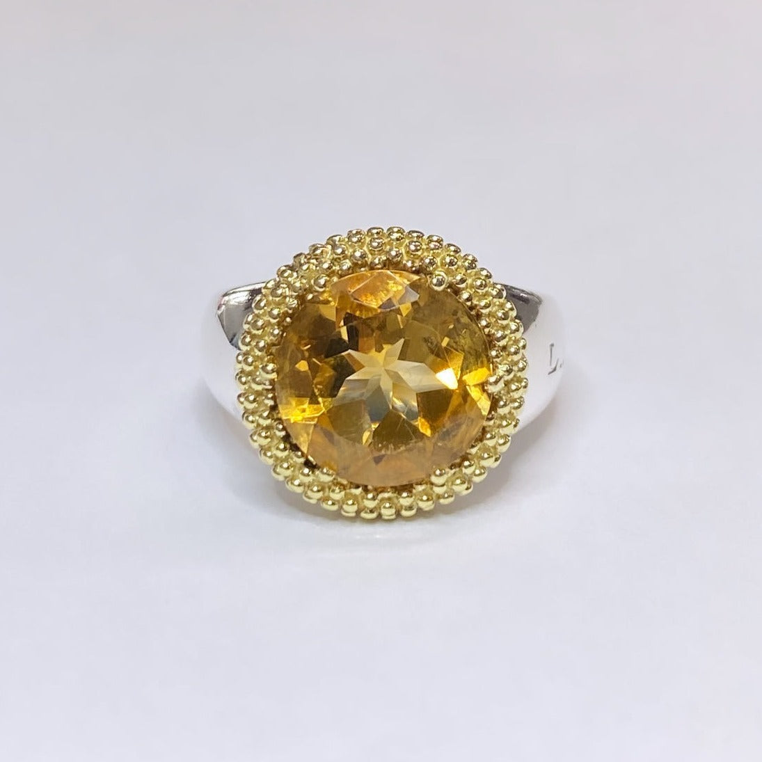 Lagos 925 & 18k Halo Citrine Caviar Ring