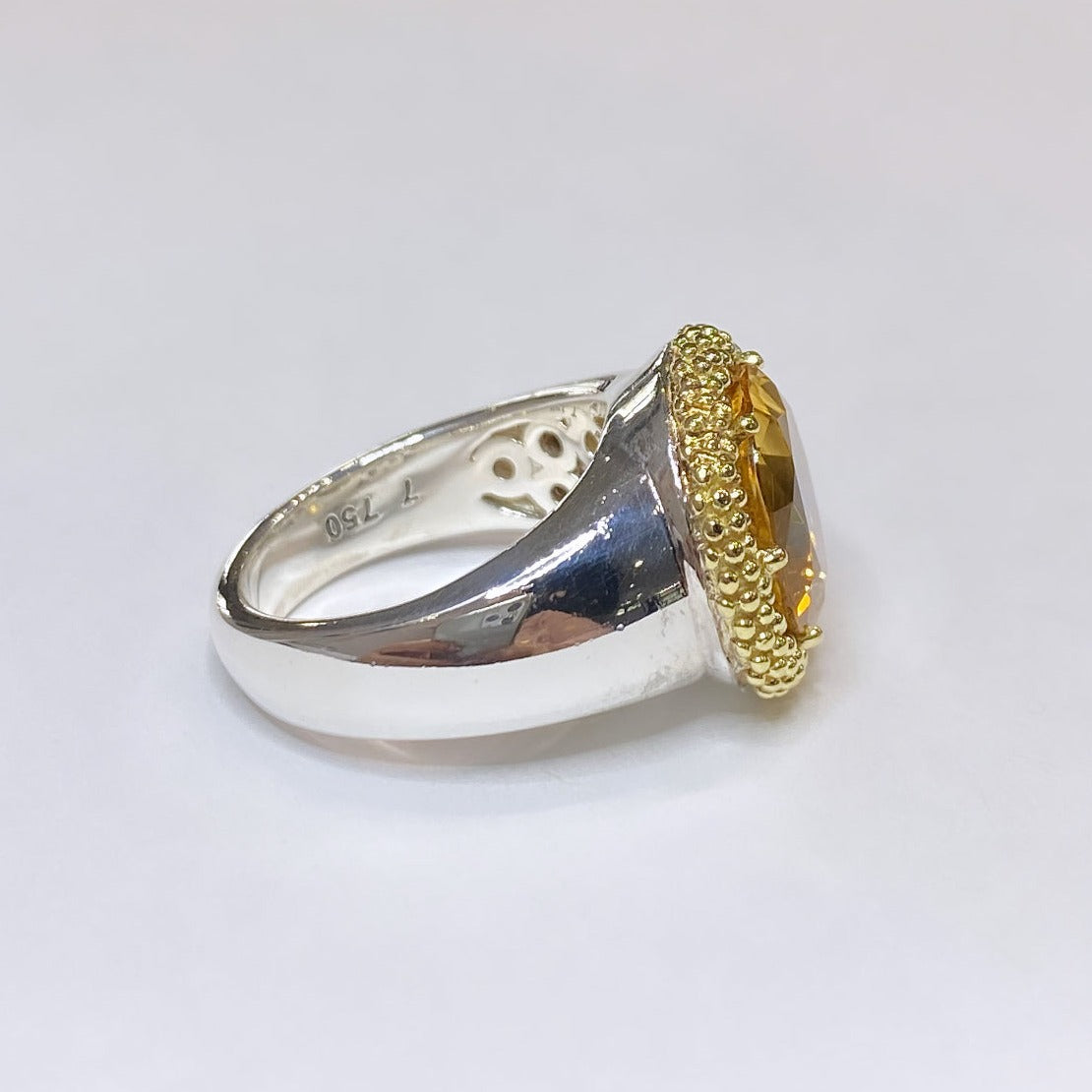 Lagos 925 & 18k Halo Citrine Caviar Ring