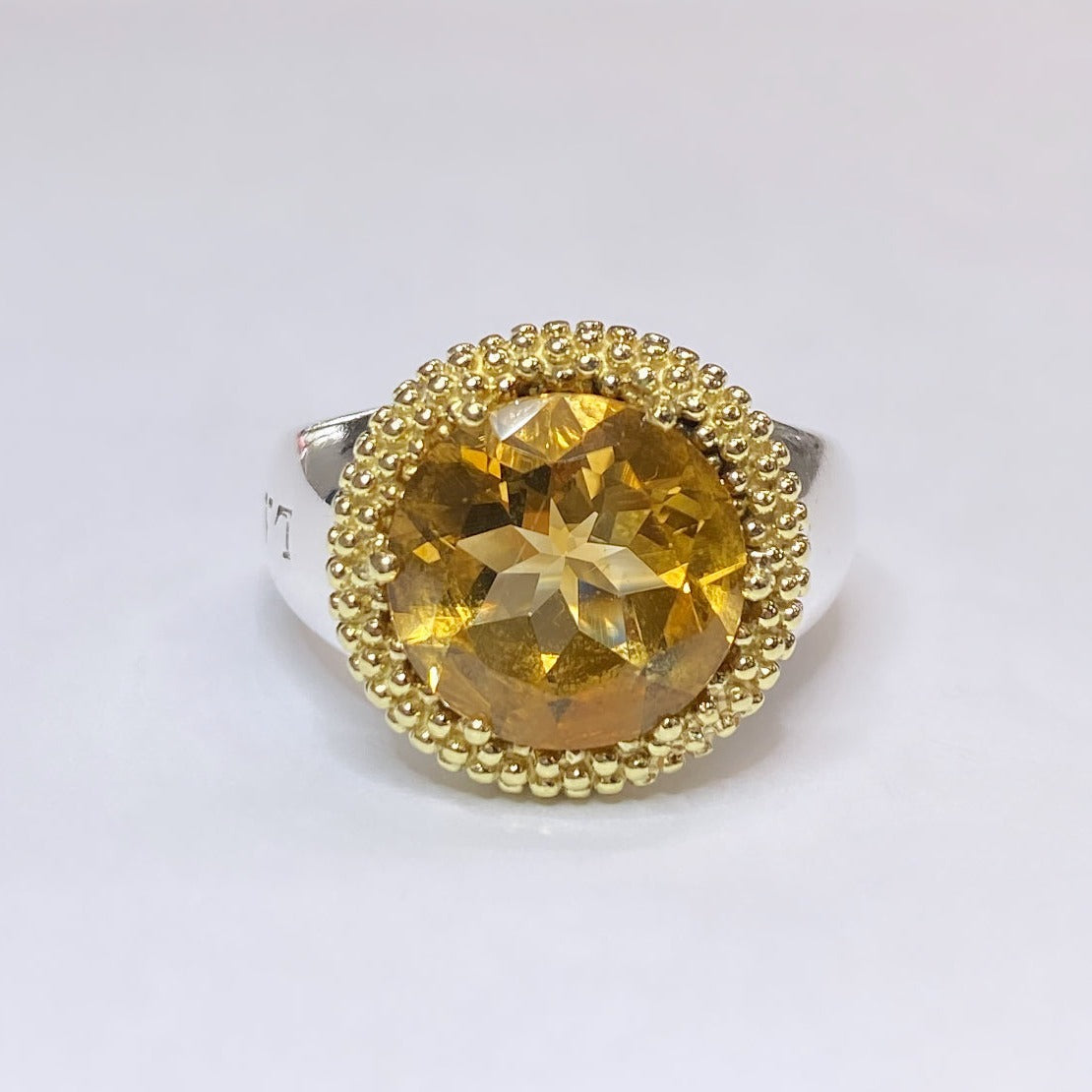 Lagos 925 & 18k Halo Citrine Caviar Ring