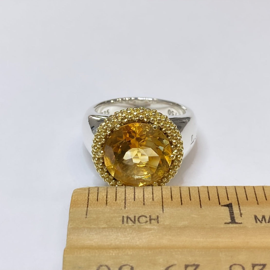 Lagos 925 & 18k Halo Citrine Caviar Ring