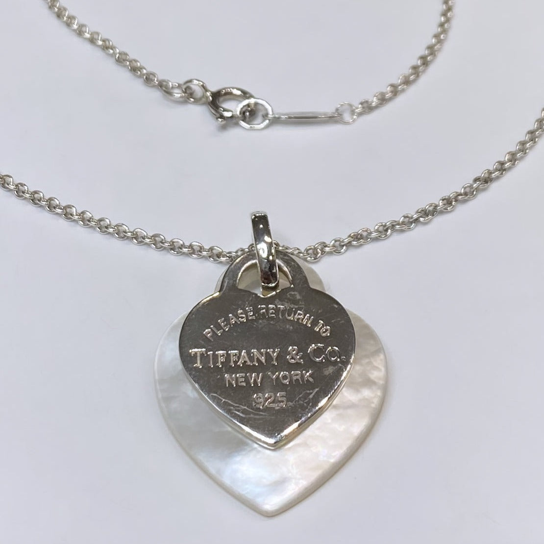 T & Co. 925 Heart Tag & Mother Of Pearl Heart Pendant