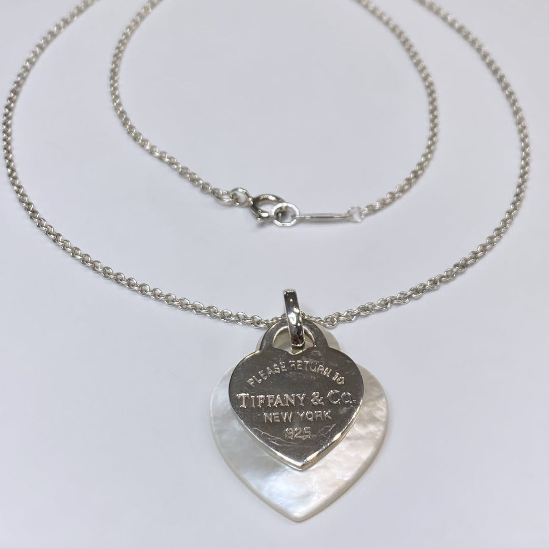 T & Co. 925 Heart Tag & Mother Of Pearl Heart Pendant