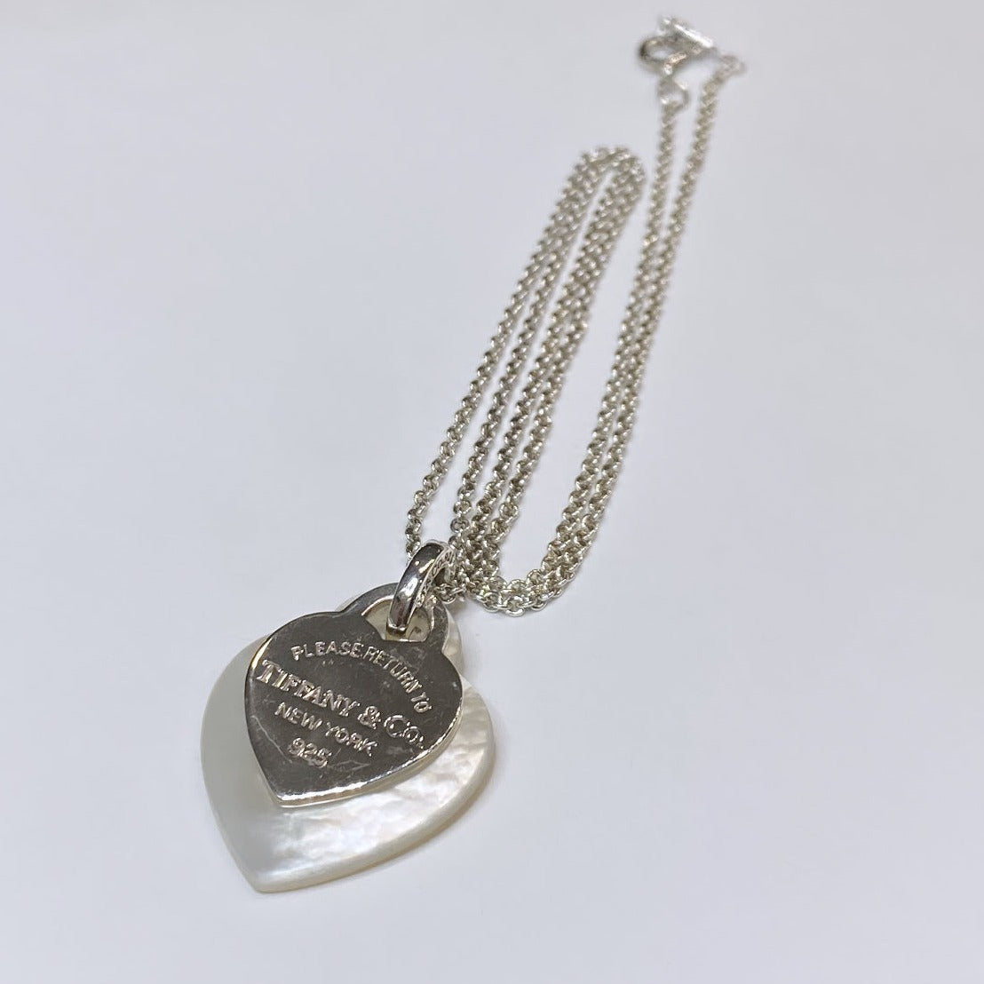 T & Co. 925 Heart Tag & Mother Of Pearl Heart Pendant