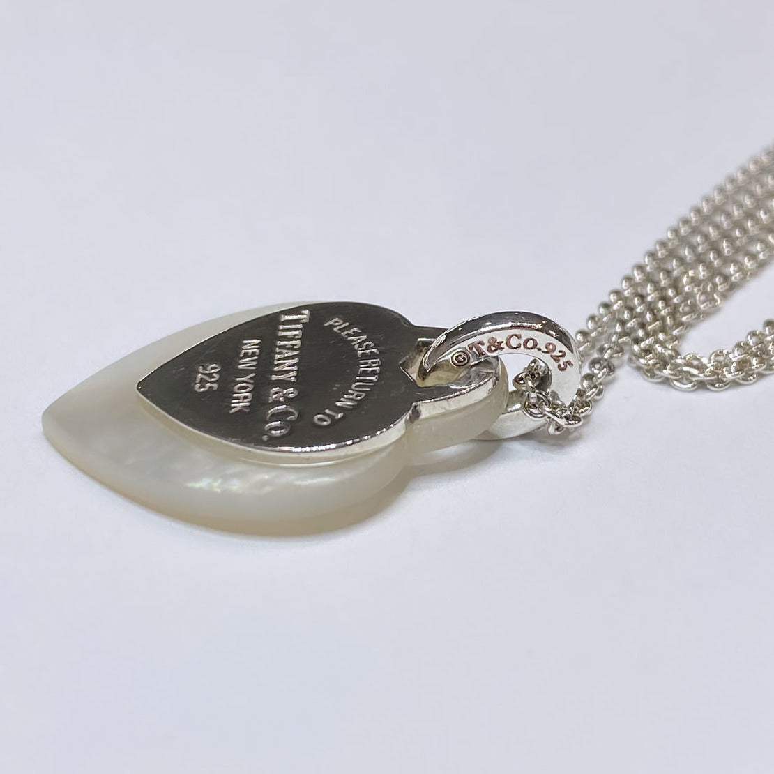 T & Co. 925 Heart Tag & Mother Of Pearl Heart Pendant