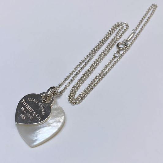 T & Co. 925 Heart Tag & Mother Of Pearl Heart Pendant