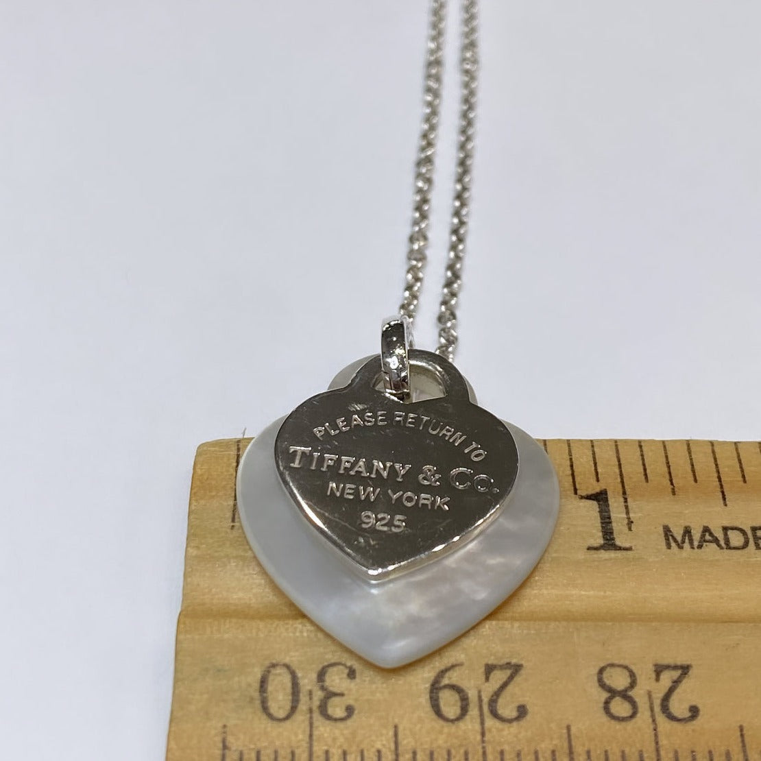 T & Co. 925 Heart Tag & Mother Of Pearl Heart Pendant