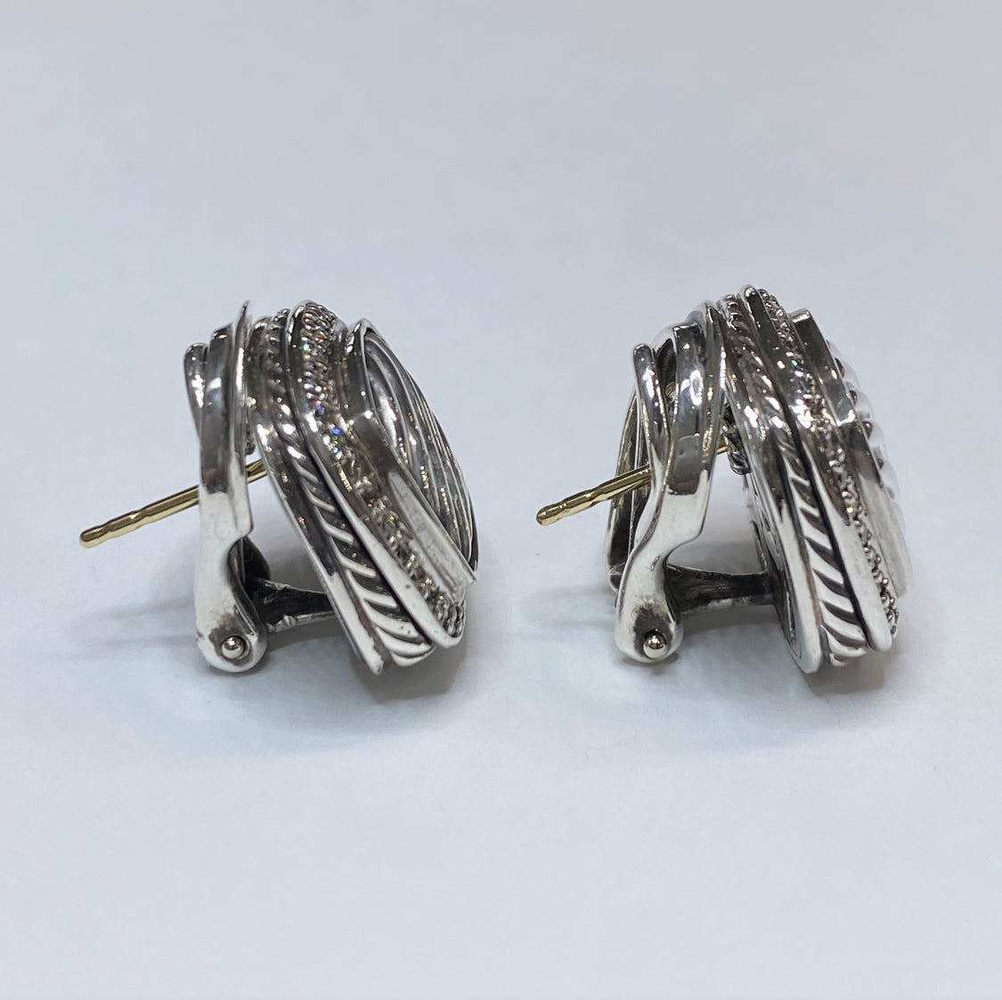 David Yurman Diamond Halo Sculpted Cable Earrings