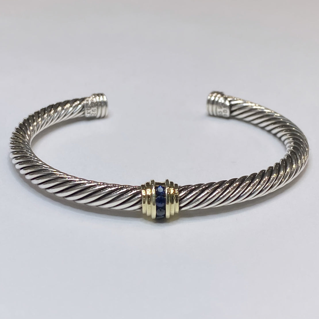 David Yurman Single Sapphire Station Cuff Bracelet