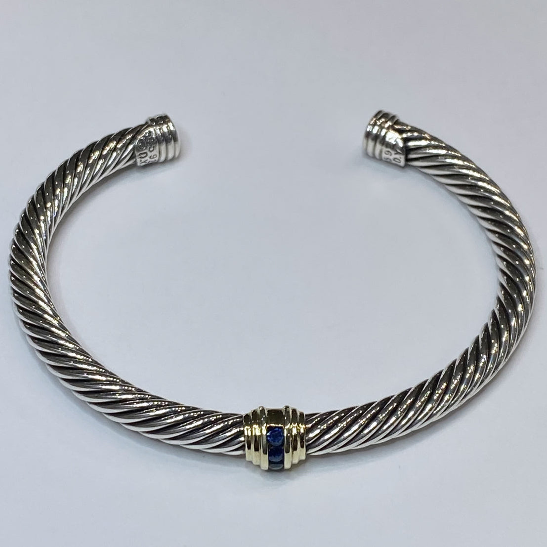 David Yurman Single Sapphire Station Cuff Bracelet