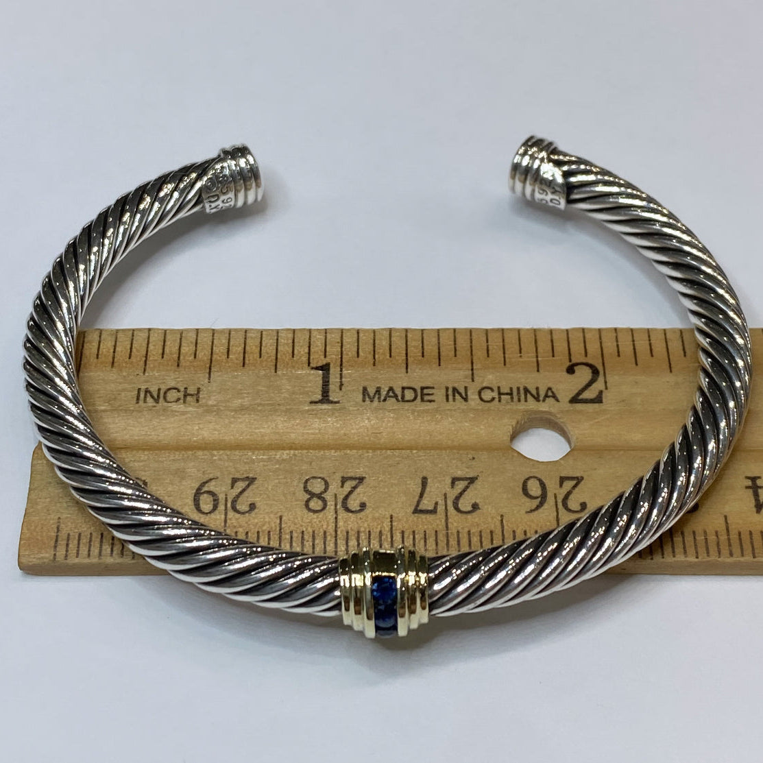 David Yurman Single Sapphire Station Cuff Bracelet