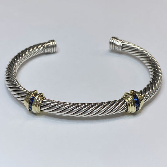 David Yurman Double Station Sapphire Cuff Bracelet