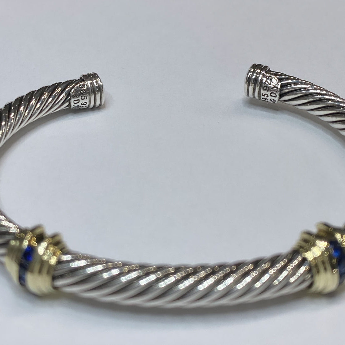 David Yurman Double Station Sapphire Cuff Bracelet