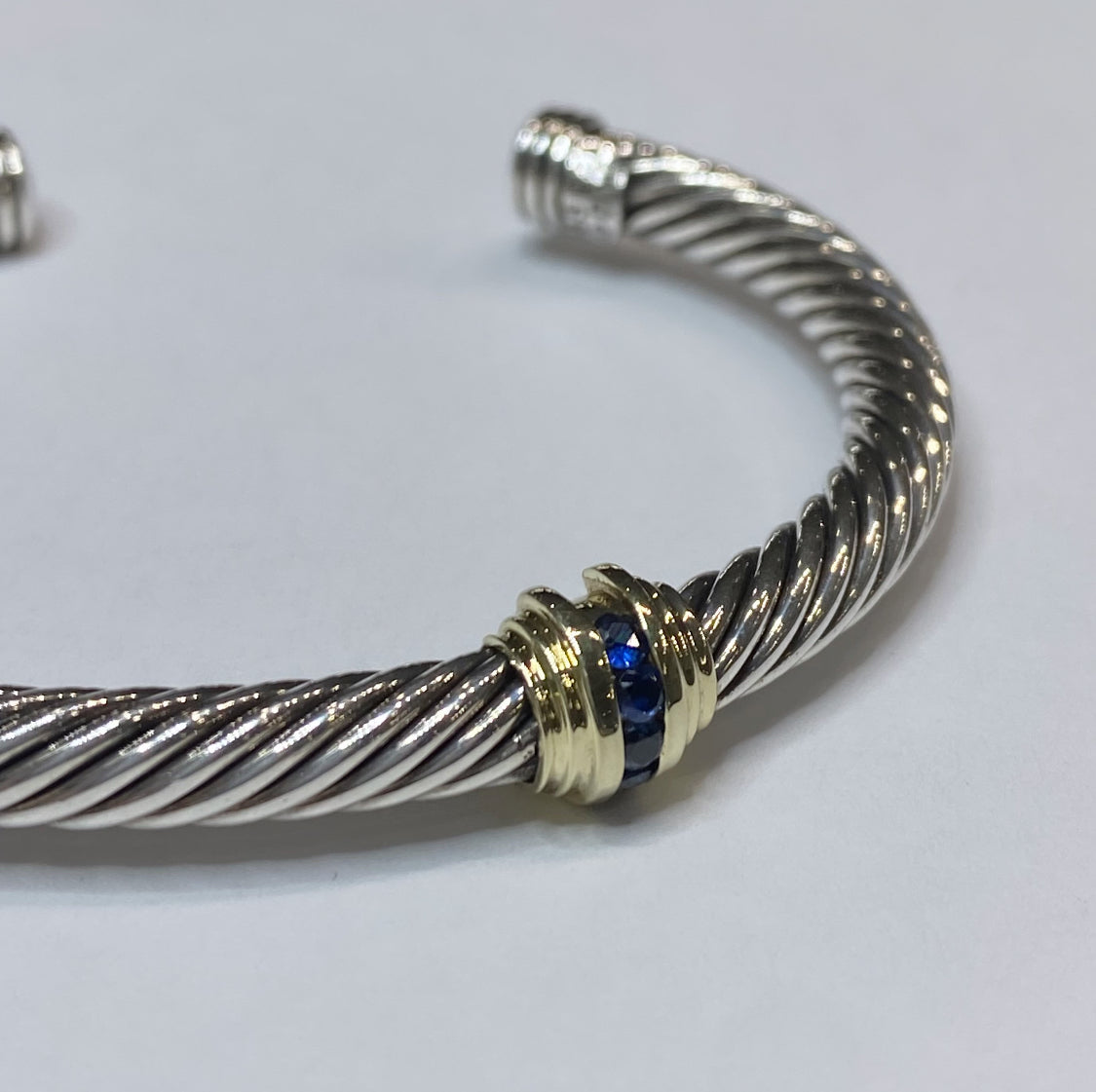 David Yurman Double Station Sapphire Cuff Bracelet