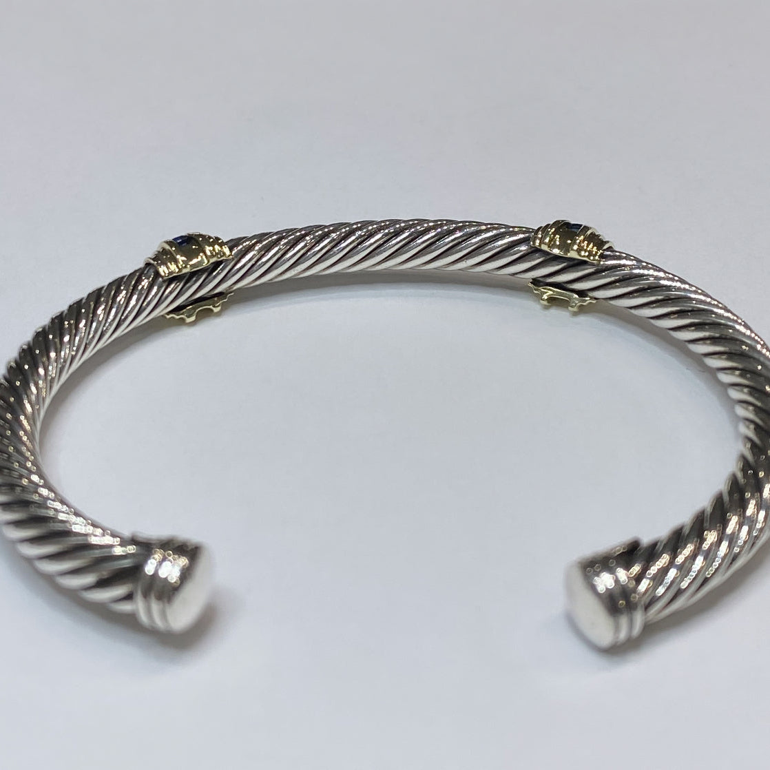 David Yurman Double Station Sapphire Cuff Bracelet