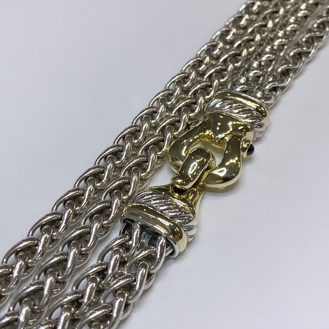 David Yurman 925 & 14k Double Chain Buckle Necklace