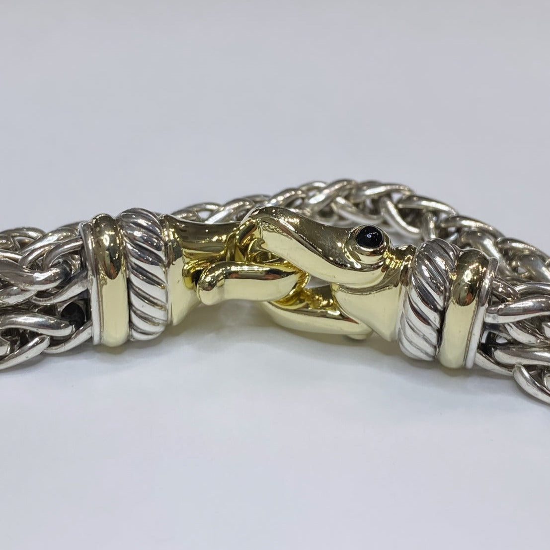 David Yurman 925 & 14k Double Chain Buckle Necklace