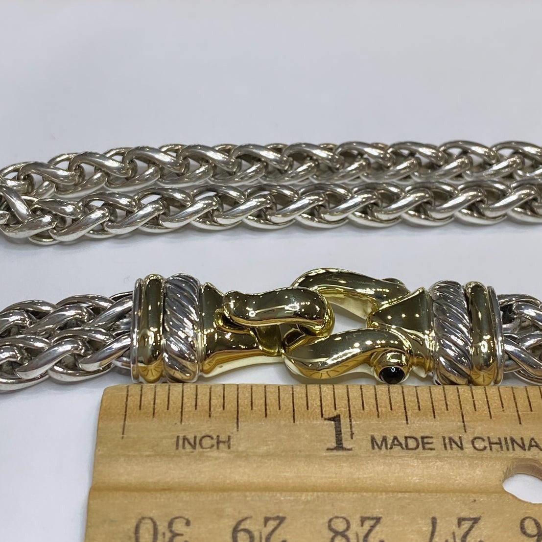 David Yurman 925 & 14k Double Chain Buckle Necklace