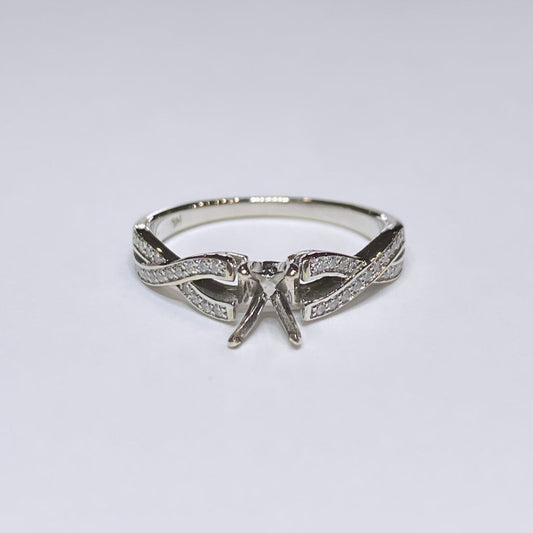 14k Semi-mounted Diamond Crossover Ring