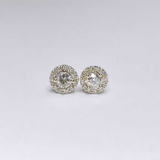 14k Diamond Halo Stud Earrings