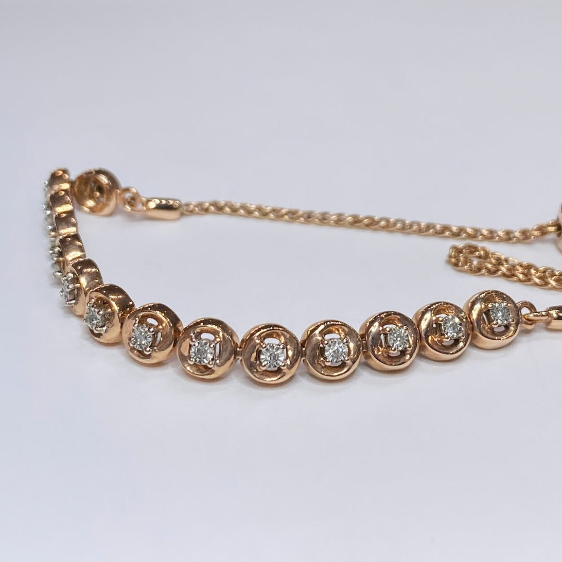 10k Rose Gold Diamond Bolo Bracelet