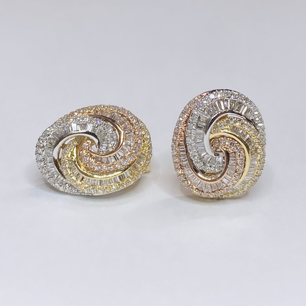 Effy 14k Tri-Tone Diamond Earrings 1.06ctw
