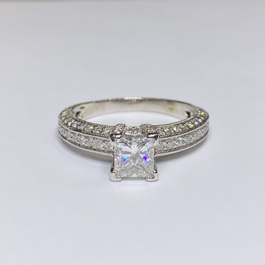 2ctw Princess Cut 3-Sided Diamond Ring