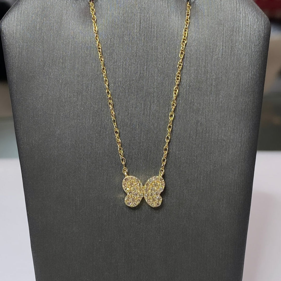10k Diamond Butterfly Necklace
