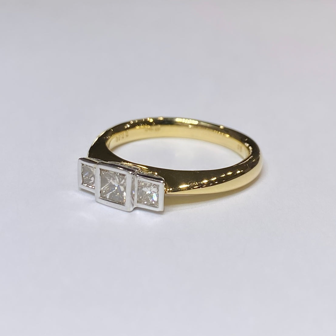 1/2ctw Three Stone Princess Cut Ring 18k