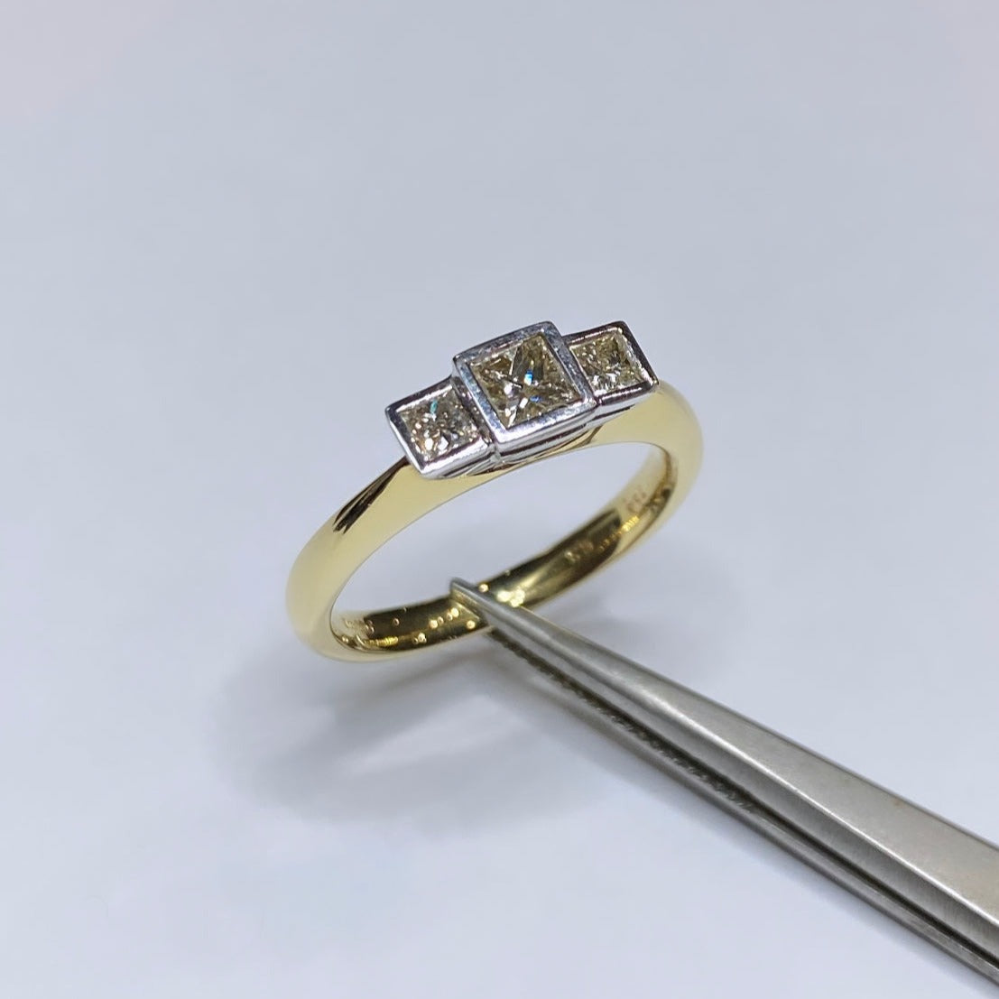 1/2ctw Three Stone Princess Cut Ring 18k