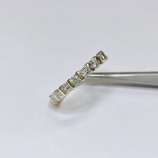 14k Two-tone 3/4ctw Baguette & Round Diamond Band