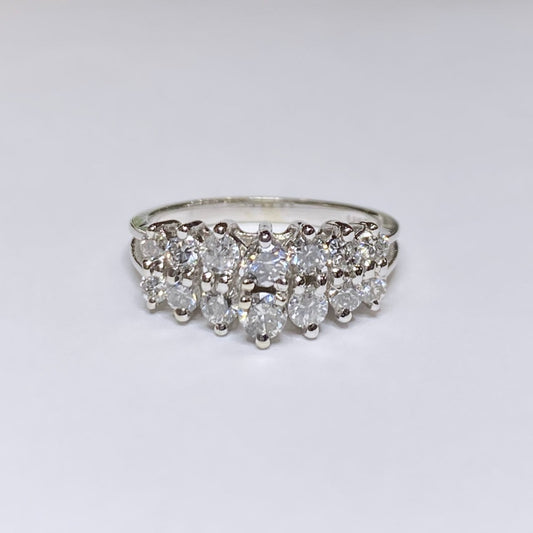 14k Double Row Pyramid Ring 1ctw
