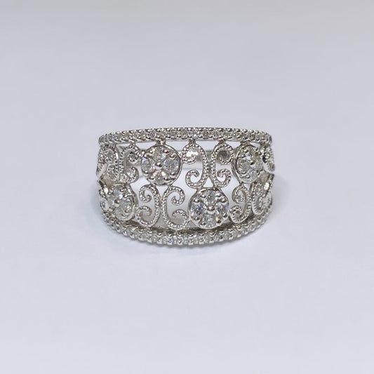 14k Diamond Filagree Band 1/2ctw