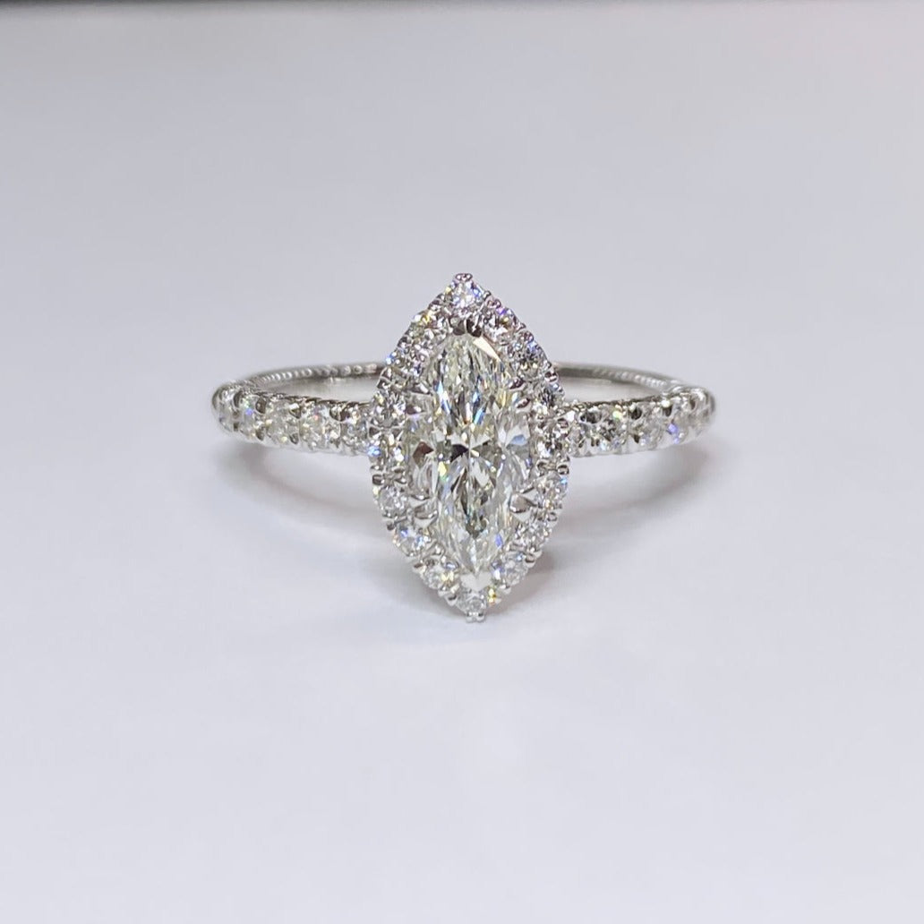 Verragio 14k Renaissance Diamond Halo & Marquise Cut Ring