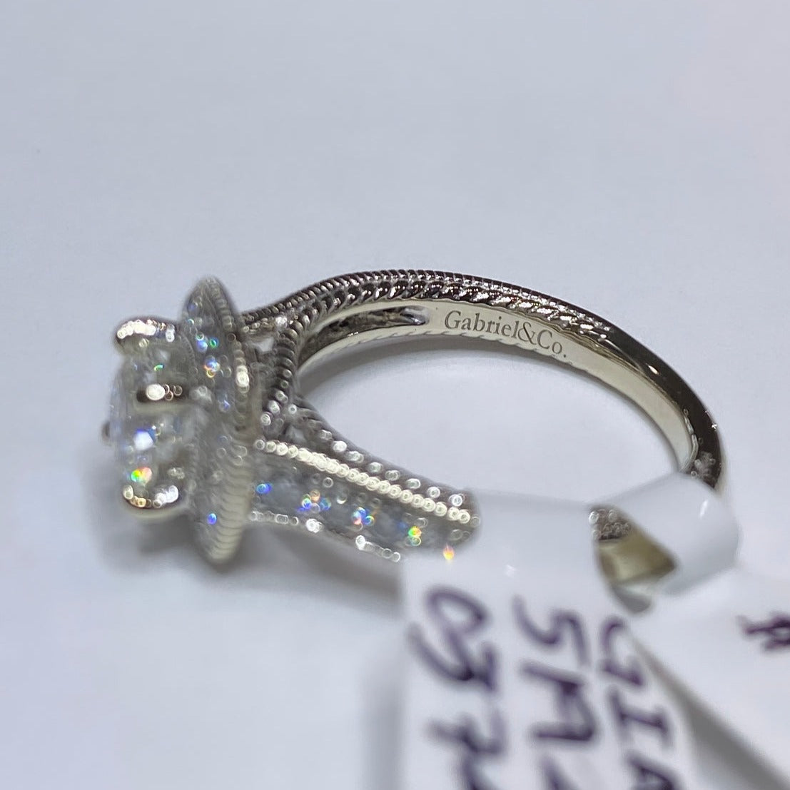 Gabriel & Co 14k Diamond Halo & Milgrain Ring
