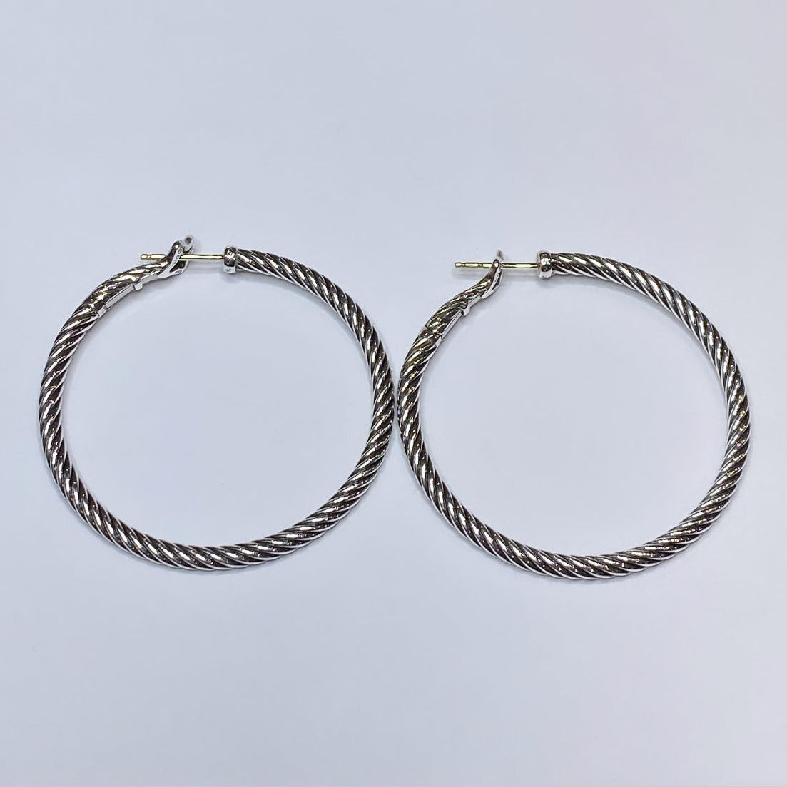 David Yurman 925 & 14k Cable Hoop Earrings