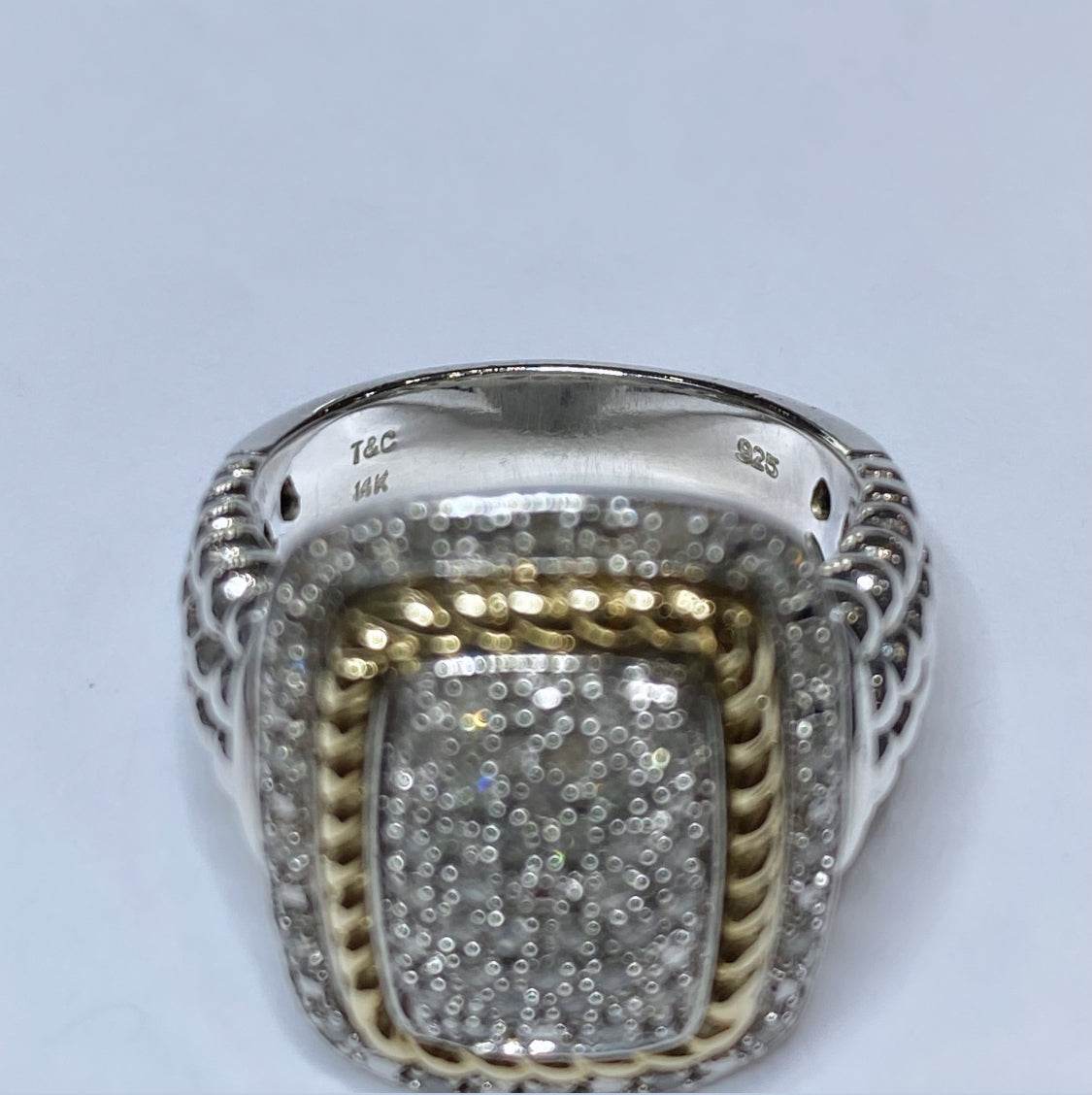 925 & 14k Diamond Cluster Ring 1/3tcw