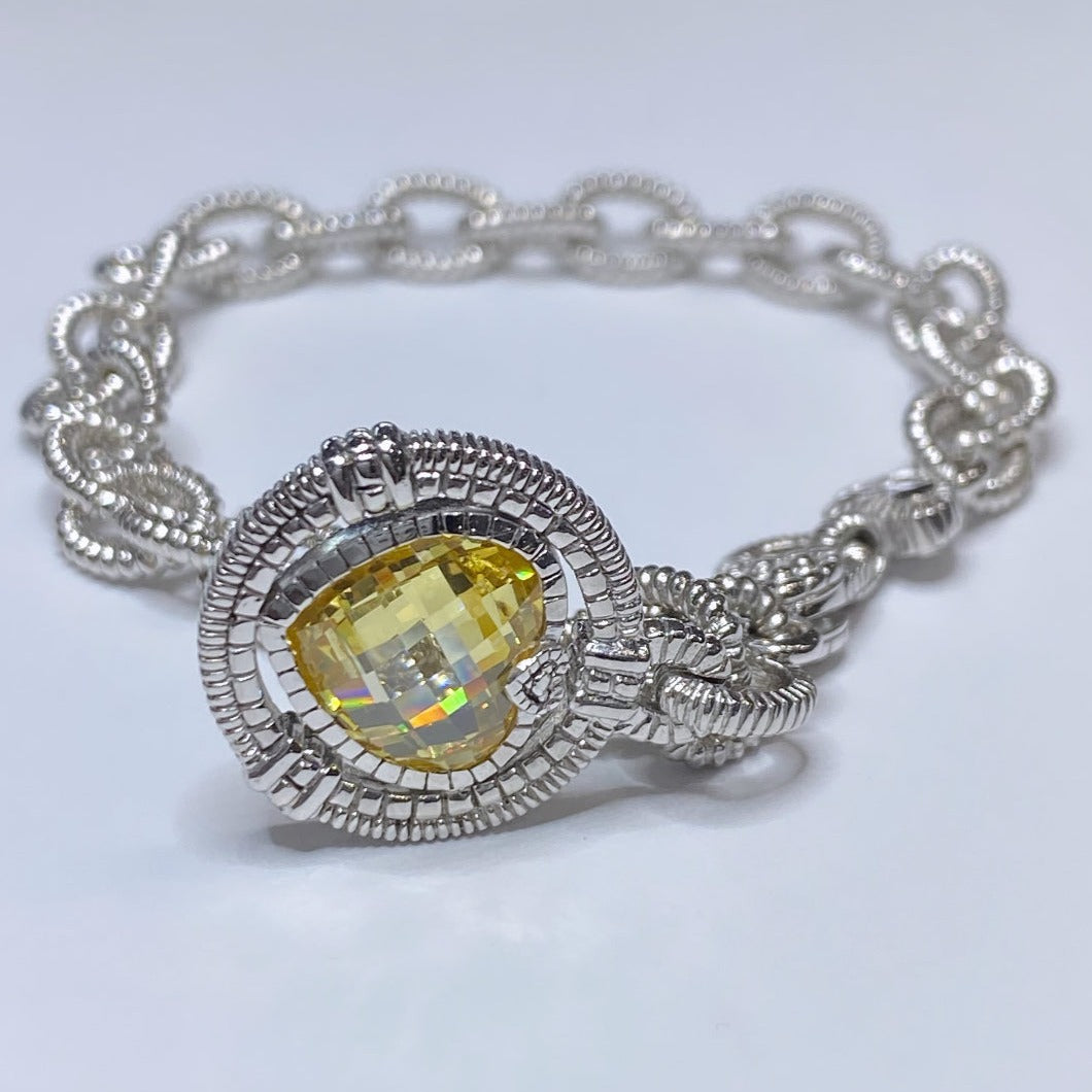 Judith Ripka 925 Yellow Topaz Heart Bracelet