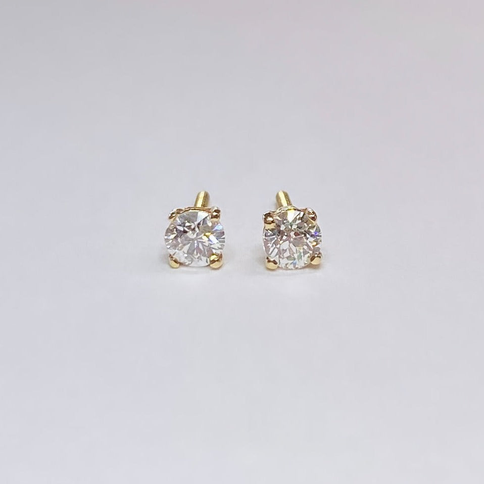14k 1/2tcw European Cut Diamond Threaded Stud Earrings