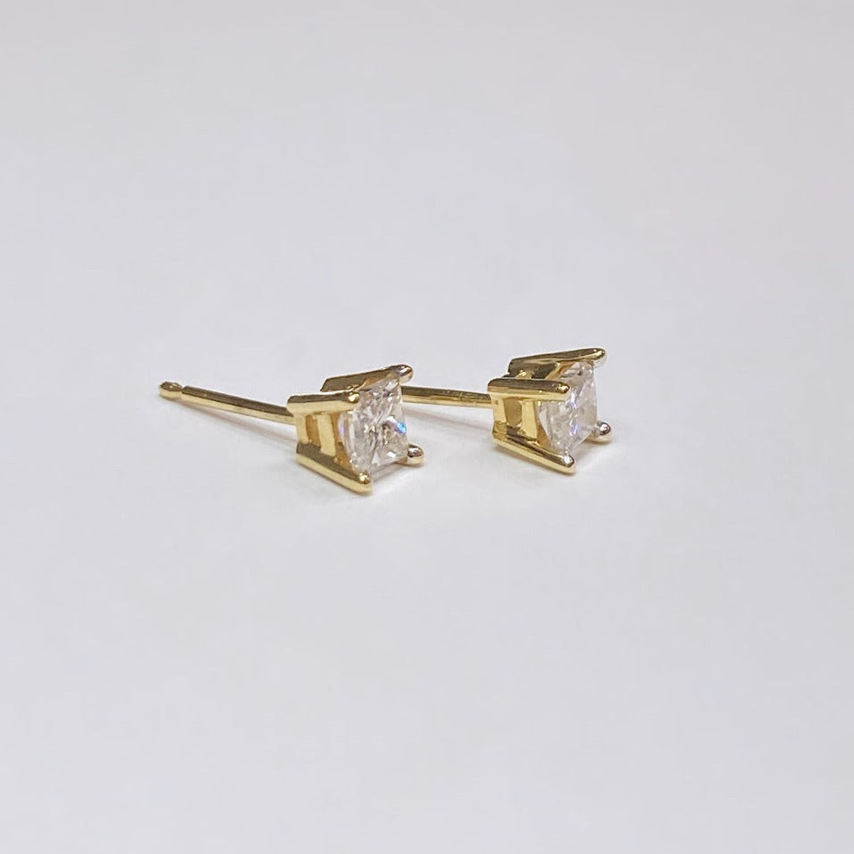 14k Princess Cut Diamond Stud Earrings 1/2tcw