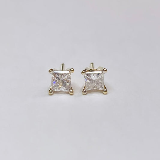 14k Princess Cut Diamond Stud Earrings 1/2tcw