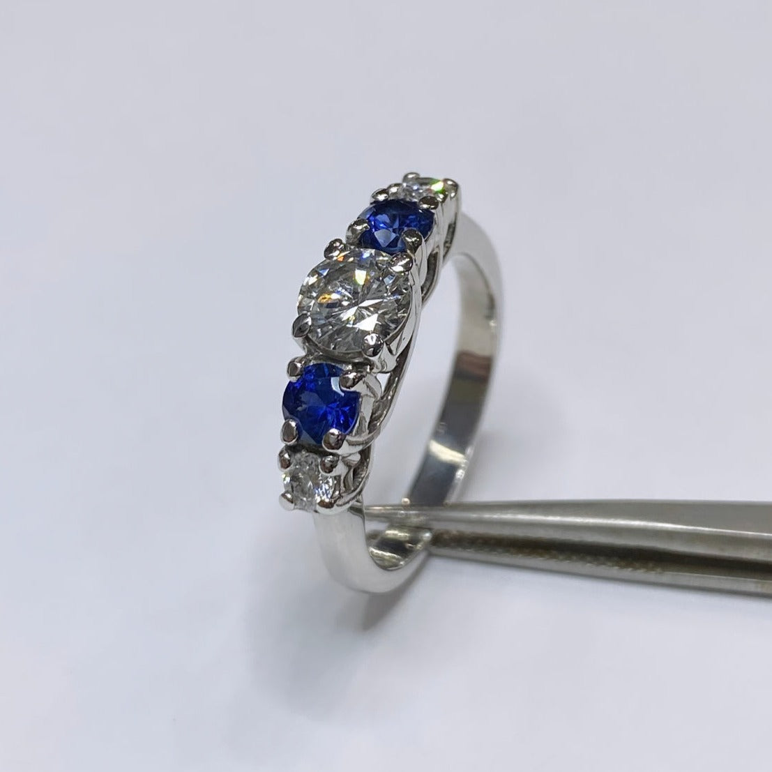 Diamond & Sapphire 5-Stone Platinum Ring