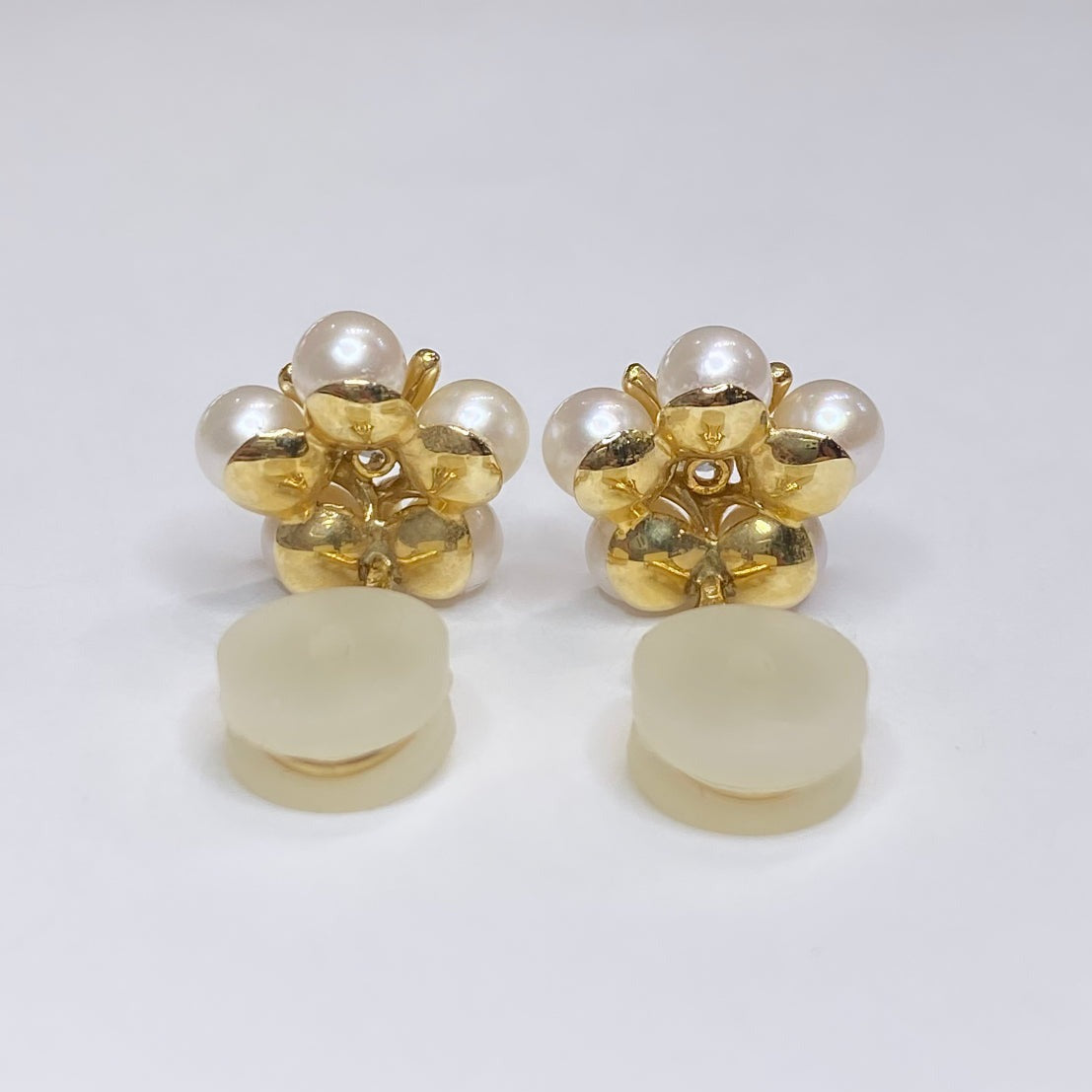14k Clip-on Pearl & Diamond Accent Earrings