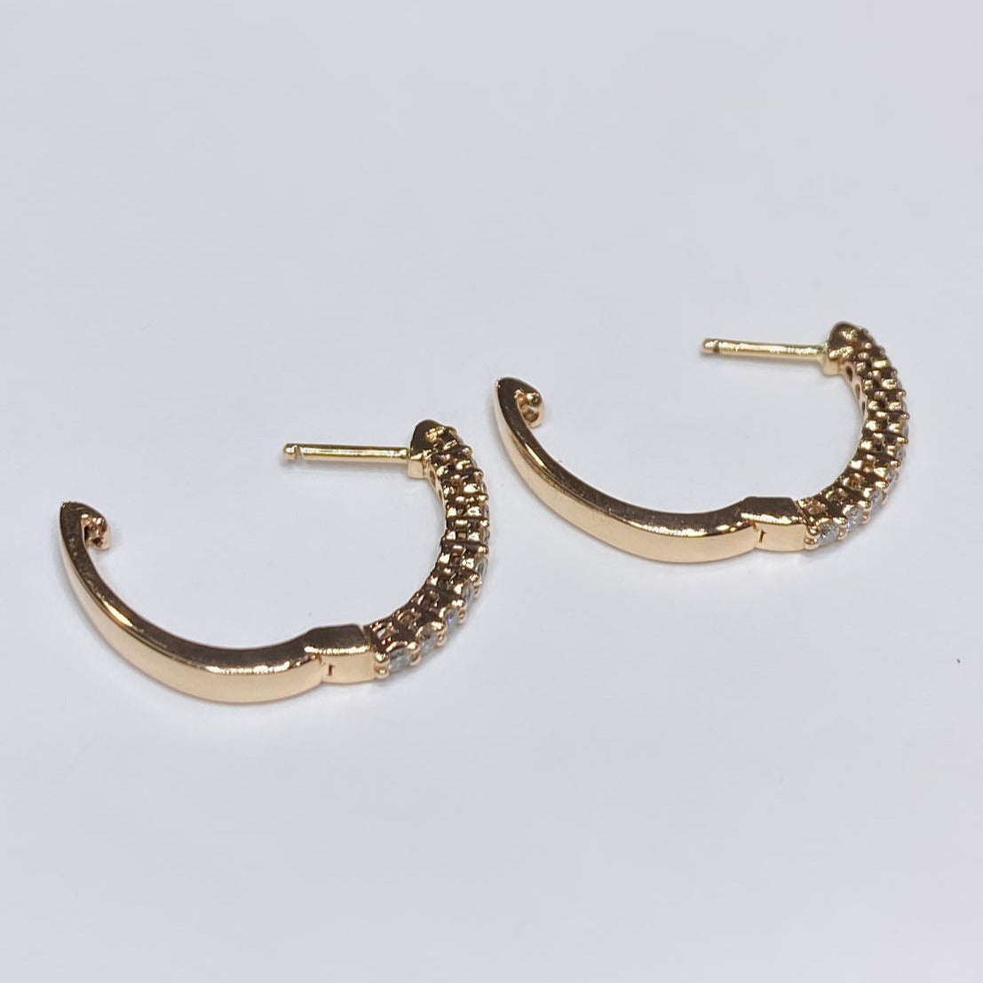 10k Oval Diamond Hoop Earrings