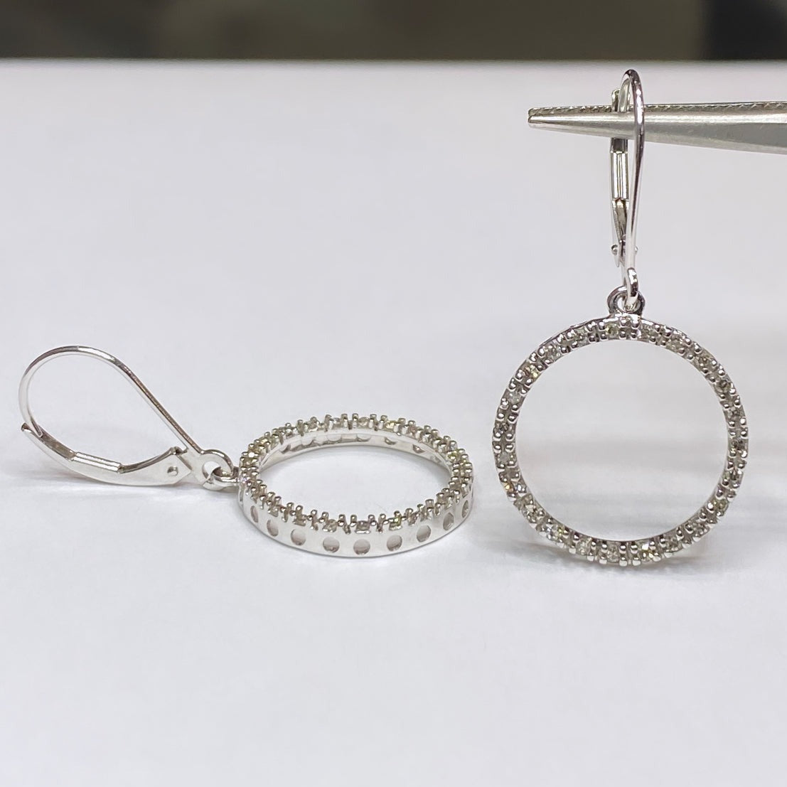 10k Diamond Rim Dangle Earrings